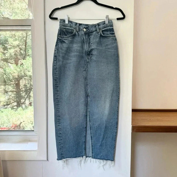 Reformation Nila Long Denim Skirt in Medium Wash Jean Blue Galway 24 - Picture 8 of 16